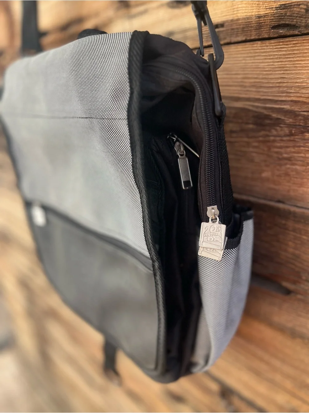 20TH CENTURY FOX | Gray and Black Men's Canvas Messenger Bag W/ Backpack Straps